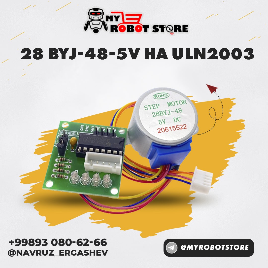 Шаговый 4-фазный двигатель 28 BYJ-48-5v на ULN2003 для Ардуино